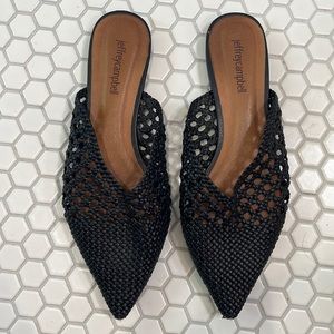Jeffery Campbell Black Woven Mules. Size 8.5